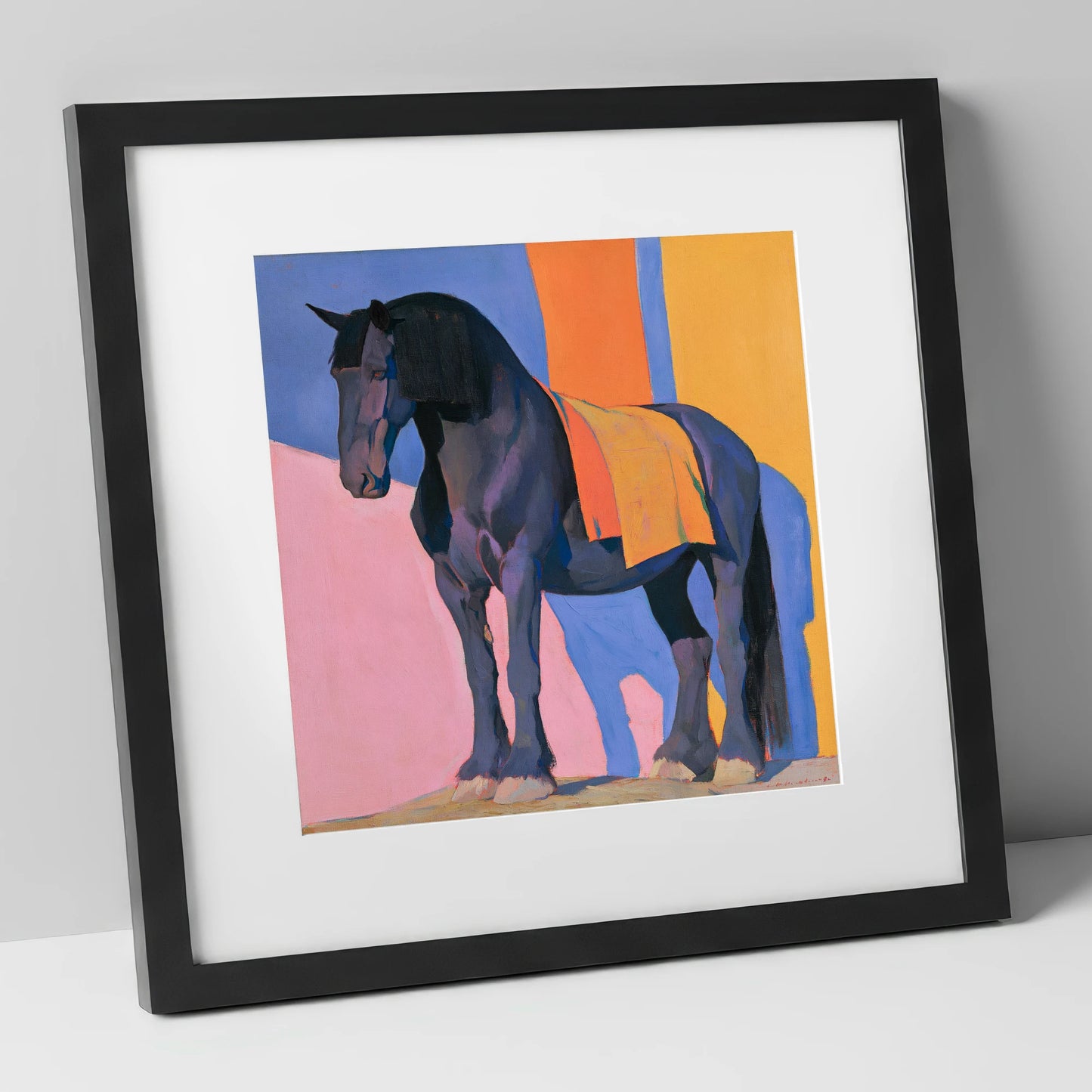Heavy Horse Colour Block Portrait horse breed art print in black frame