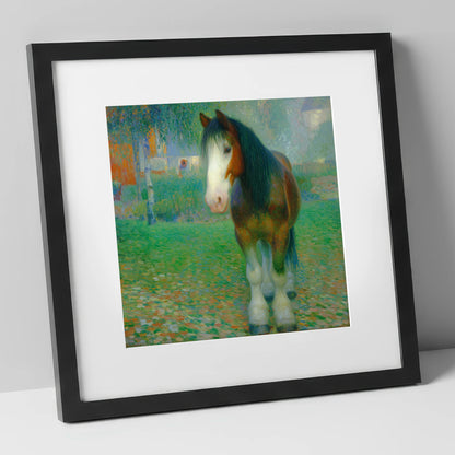 Luminous Gentle Giant horse breed art print in black frame