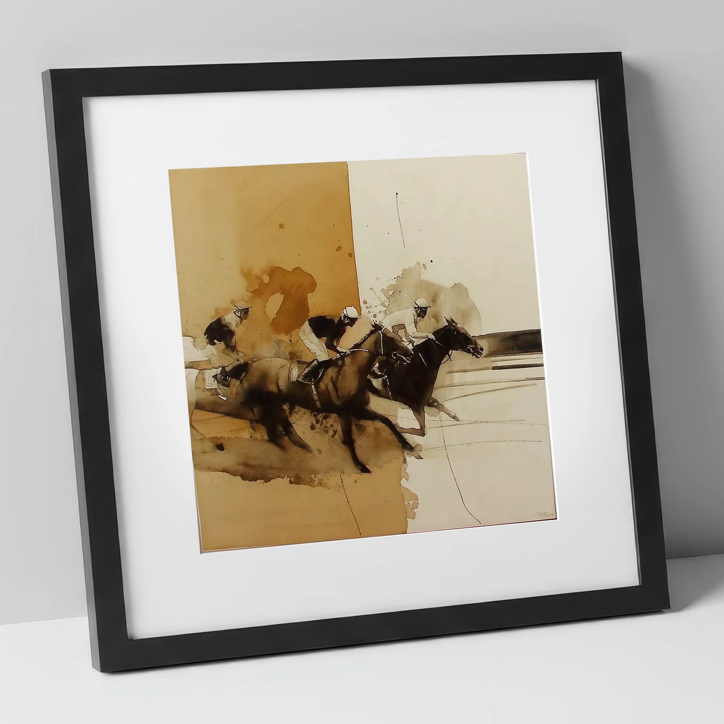 Dust and Glory racing horse art print in black frame