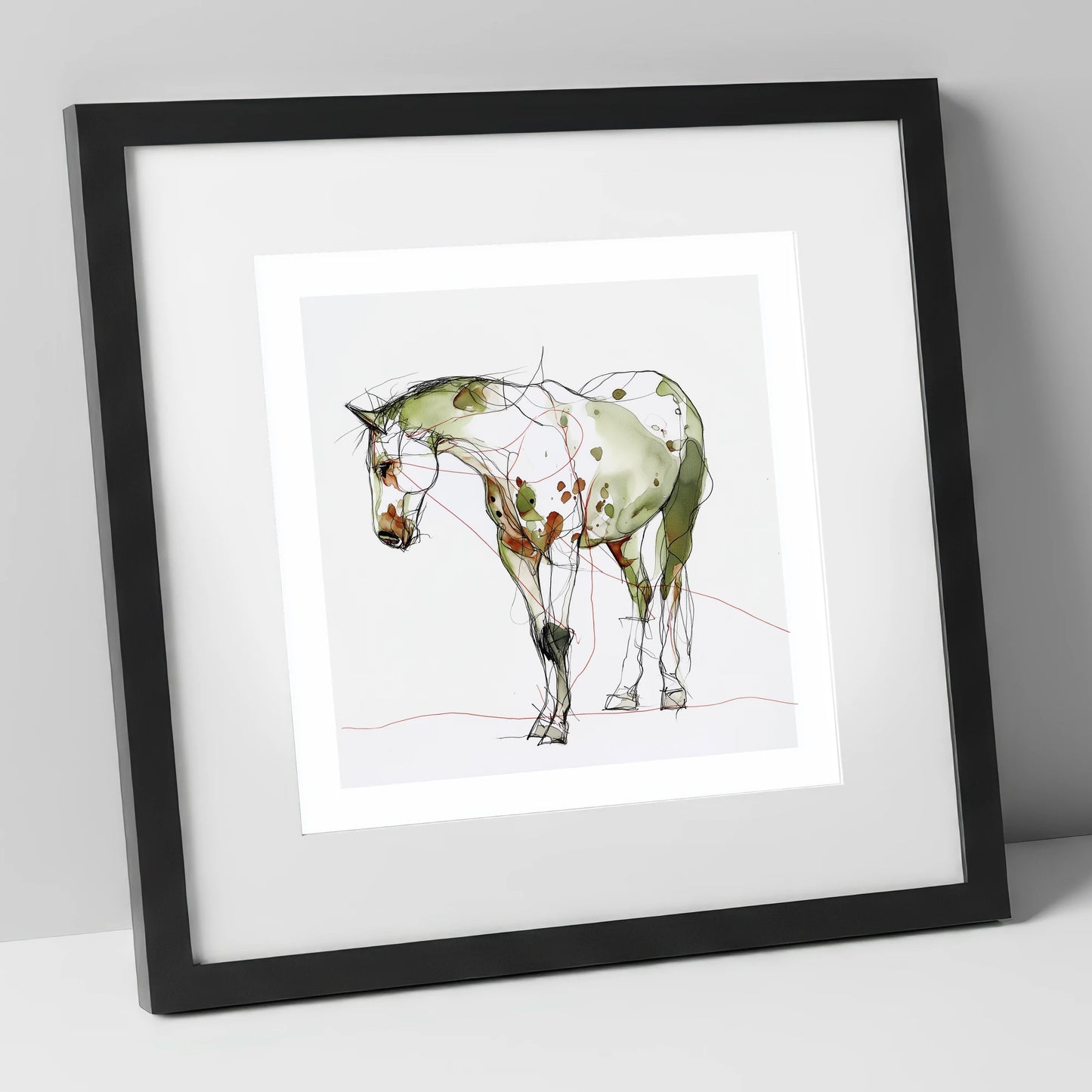 Earthy Appaloosa Contour horse breed art print in black frame