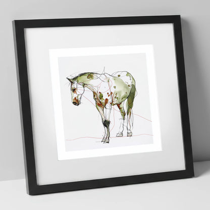 Earthy Appaloosa Contour horse breed art print in black frame