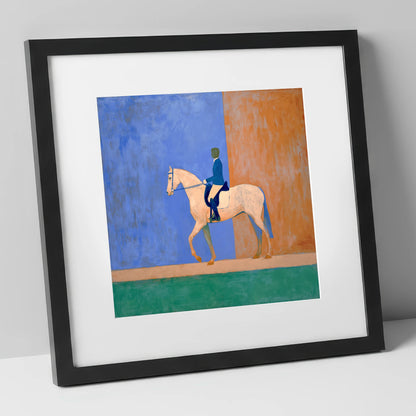 Contemporary Dressage Silhouette dressage horse art print in black frame