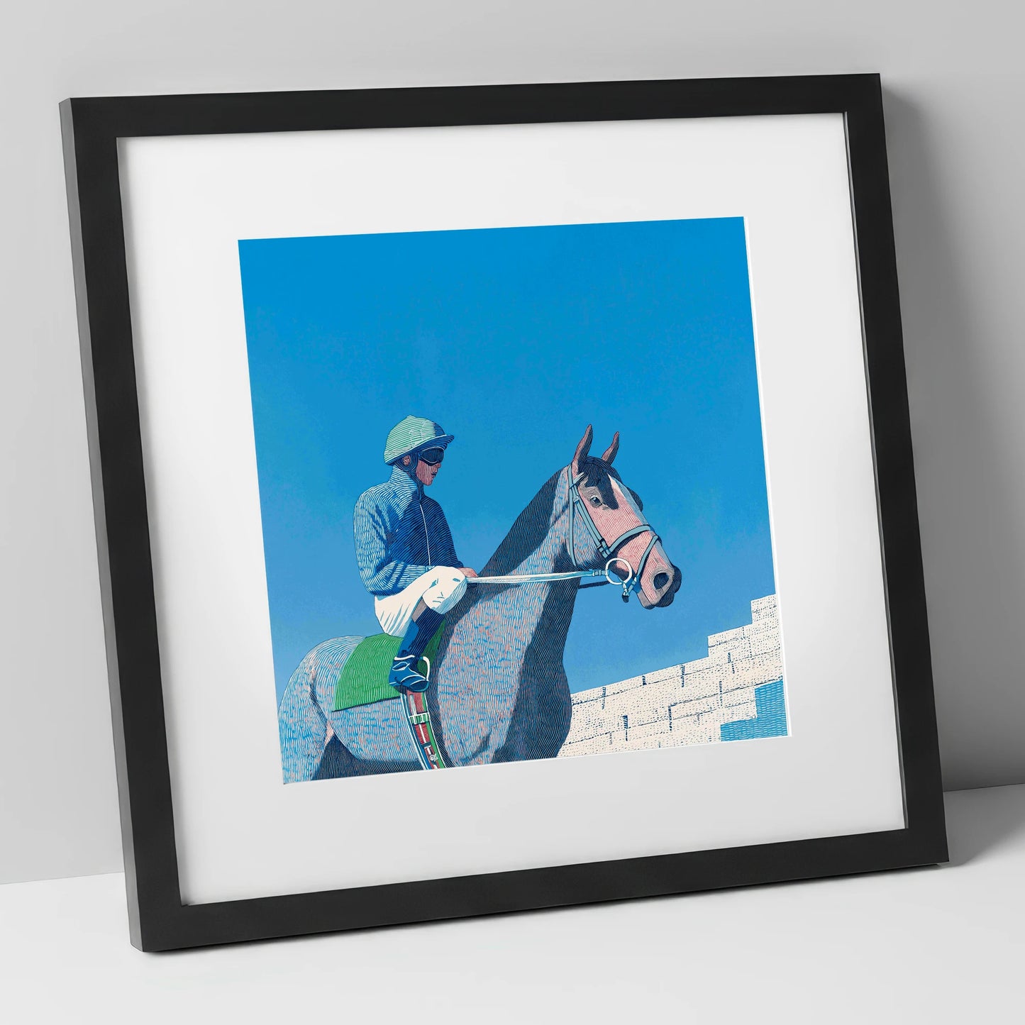Quiet Anticipation racing horse art print in black frame