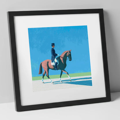 Collected Harmony dressage horse art print in black frame