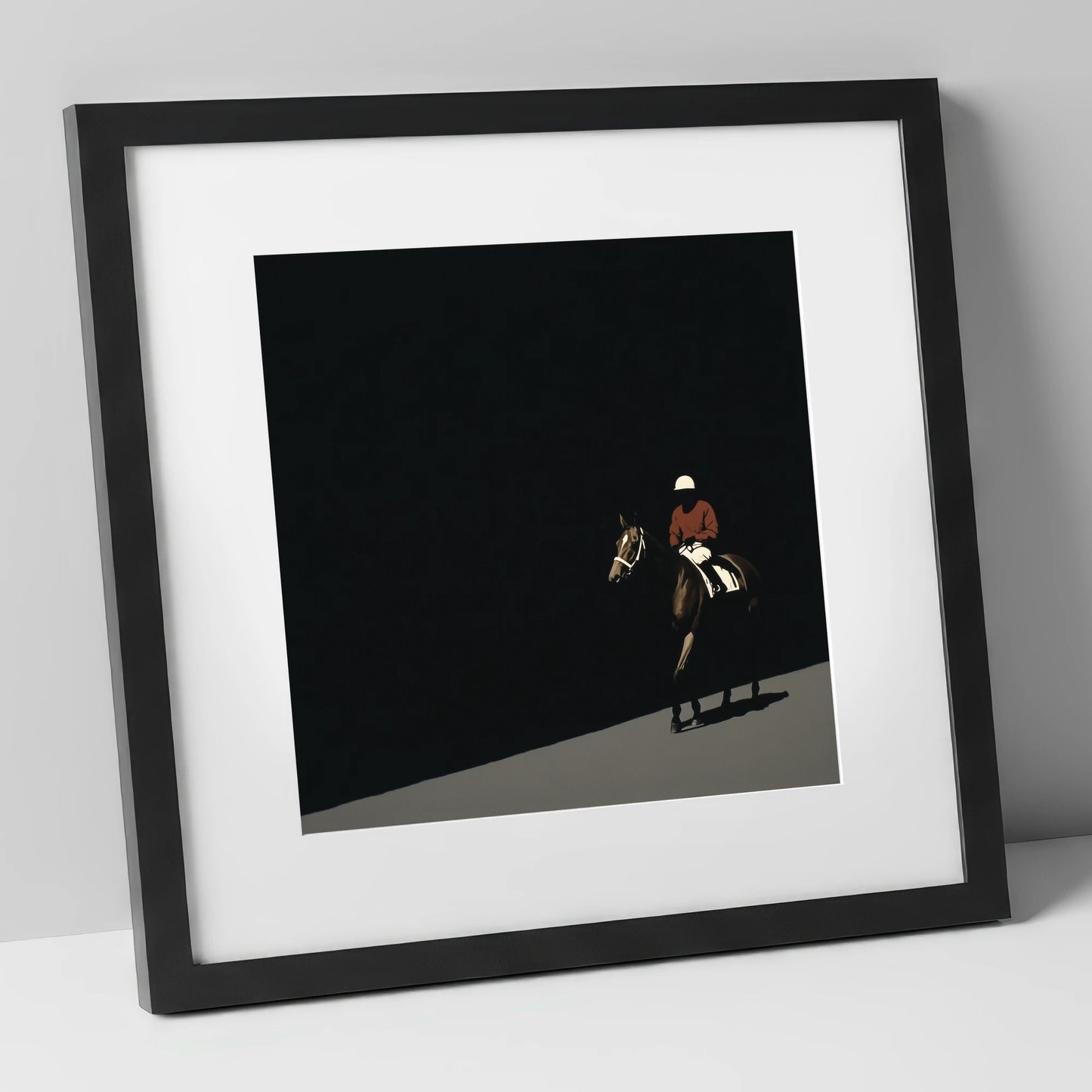 Before the Start racing horse art print in black frame