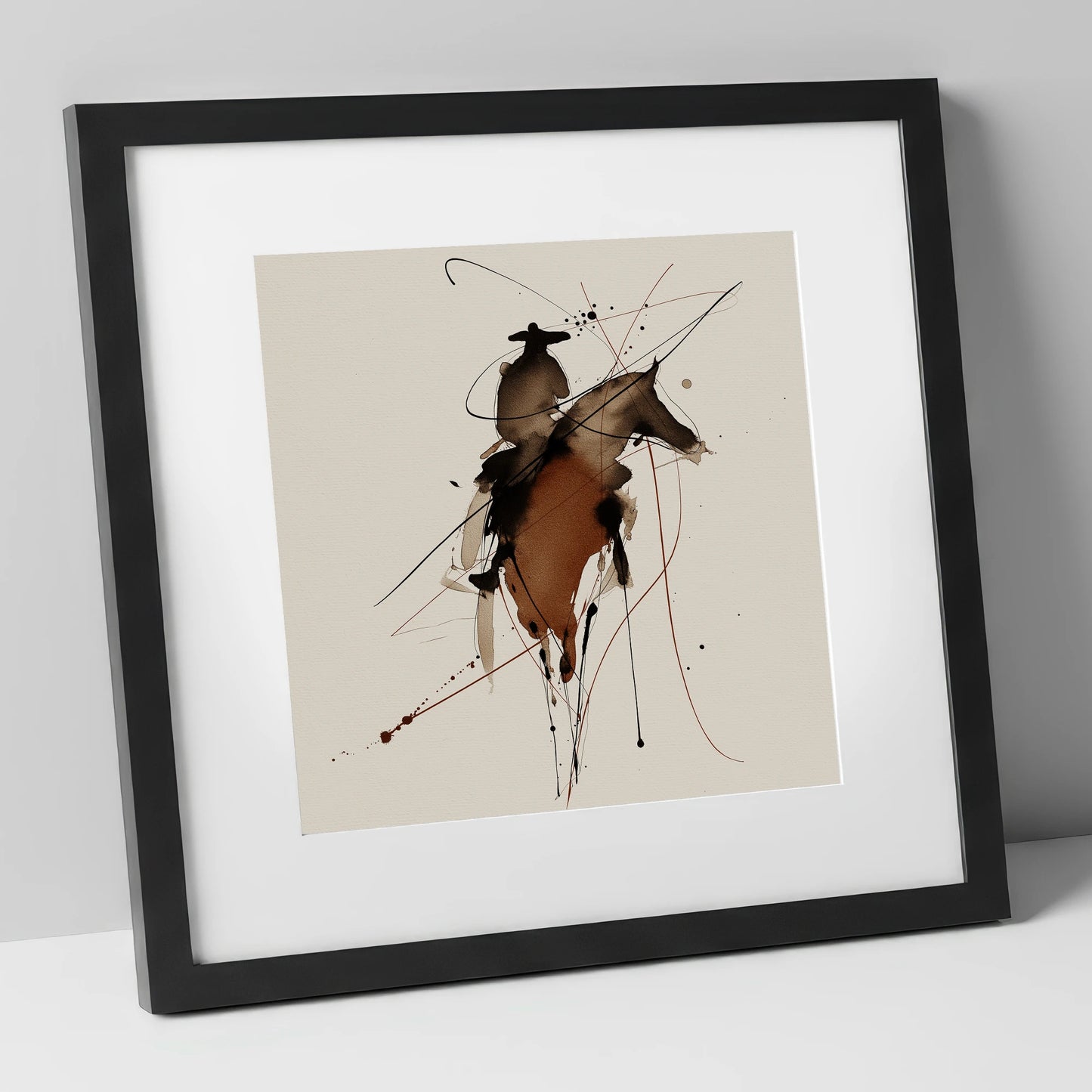 Shadows of the West western horse art print in black frame