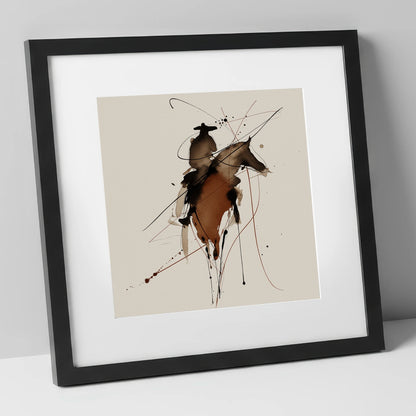 Shadows of the West western horse art print in black frame