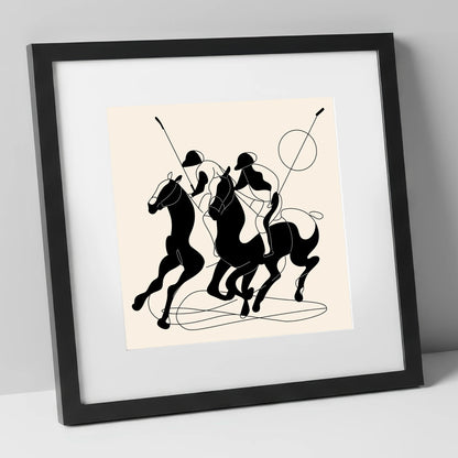 High Goal Dynamics polo horse art print in black frame