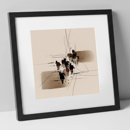 Wild Herd Dynamics wild horses art print in black frame