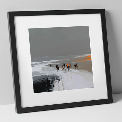 Across the Winter Expanse horse landscape art print in black frame