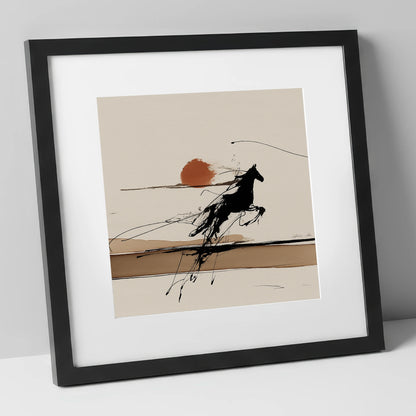 Wild Horizon Flight wild horses art print in black frame