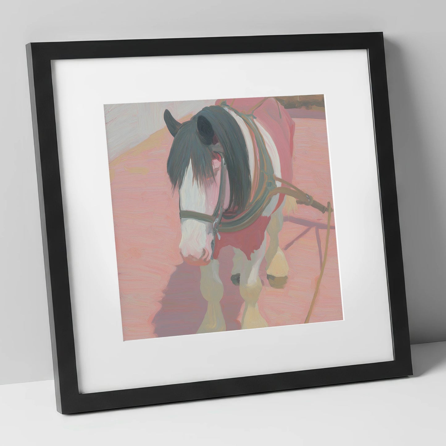 The Patient Draught working horse art print in black frame