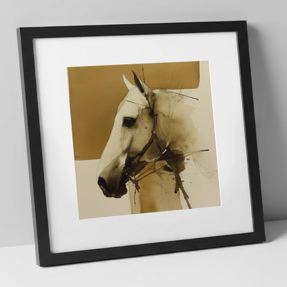 Sepia Equine Study horse breed art print in black frame