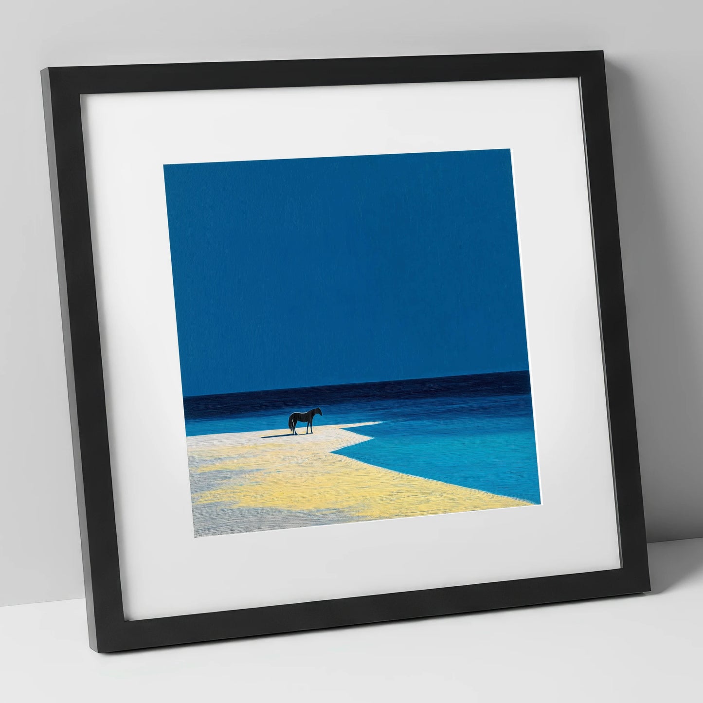 The Azure Edge horse landscape art print in black frame