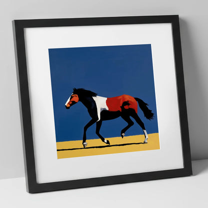 Vibrant Equine Stride horse portrait art print in black frame