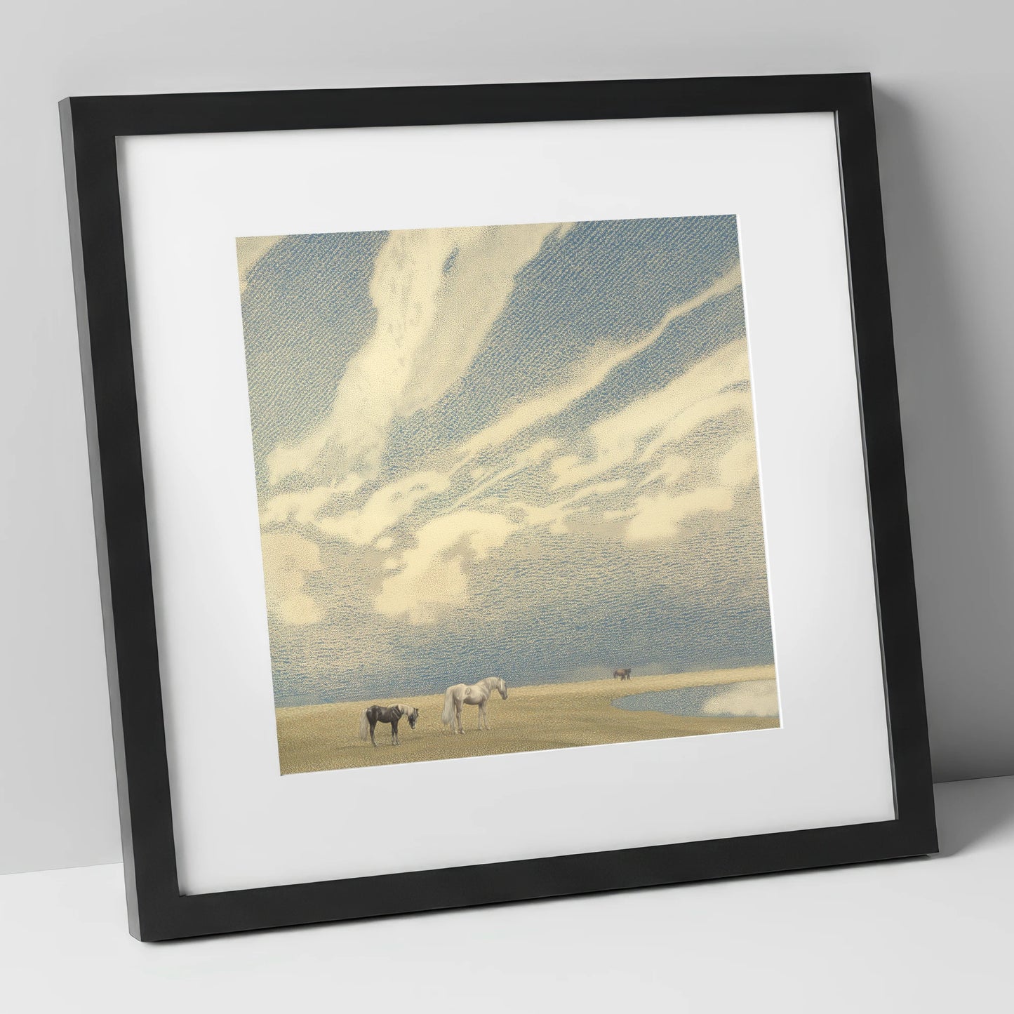 Sweeping Skies horse landscape art print in black frame