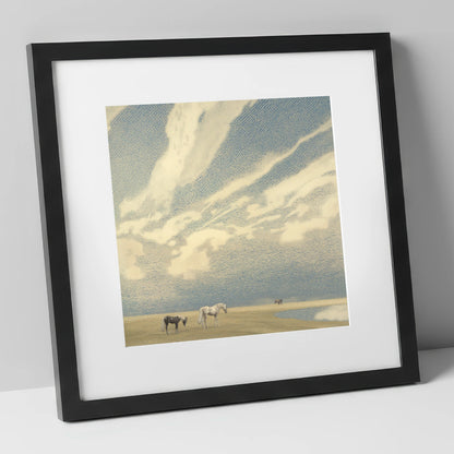 Sweeping Skies horse landscape art print in black frame