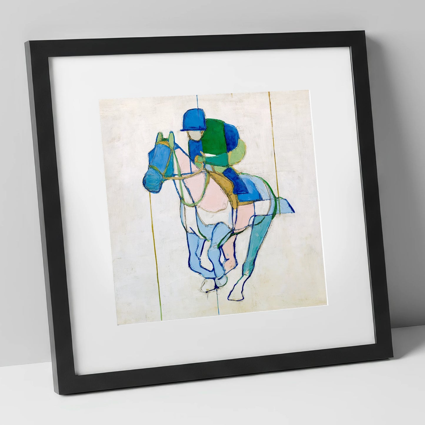 Architectural Racing Lines racing horse art print in black frame