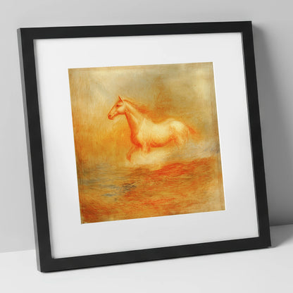 The Ethereal Canter wild horses art print in black frame