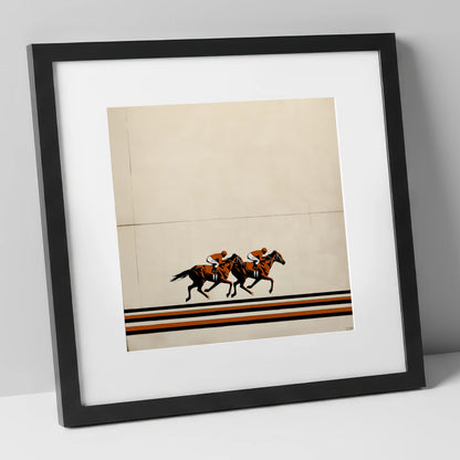 Stride for Stride racing horse art print in black frame