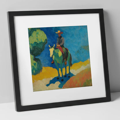Under a Cobalt Sky western horse art print in black frame