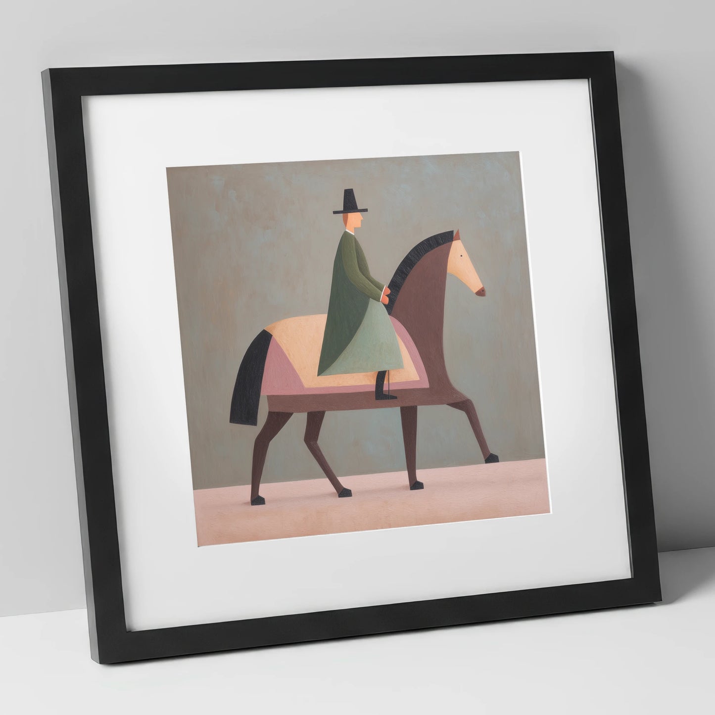 Structured Harmony dressage horse art print in black frame