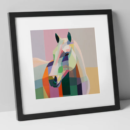 Prismatic Equine Portrait horse portrait art print in black frame