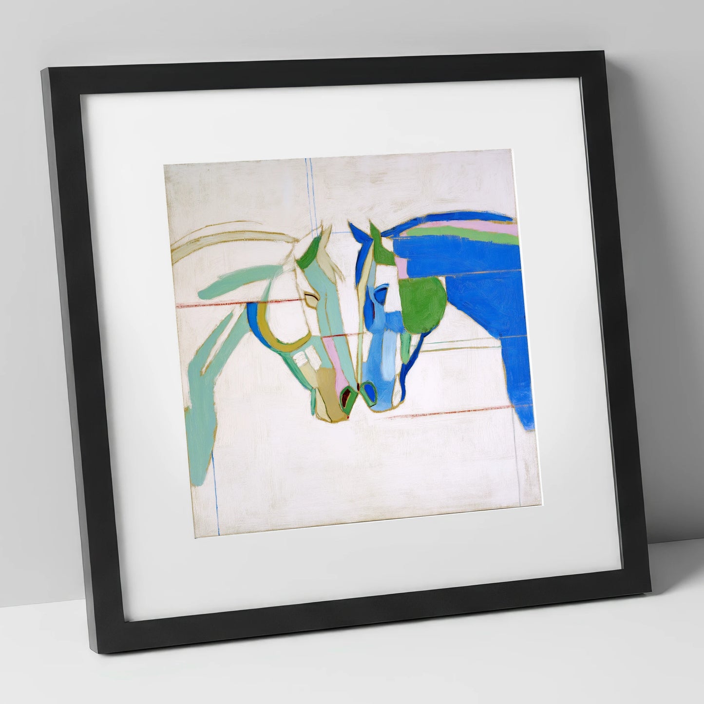Architectural Harmony horse portrait art print in black frame