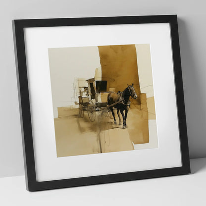 Timeless Carriage Horse working horse art print in black frame