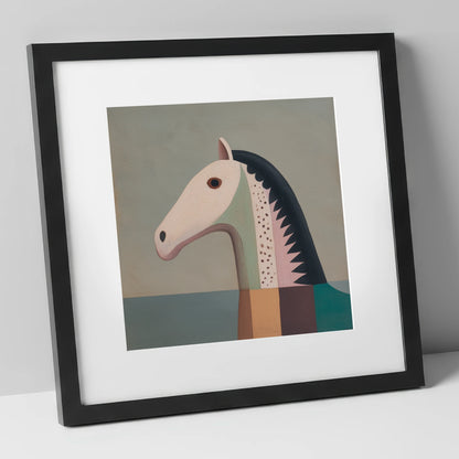 Stylised Equine Profile horse breed art print in black frame