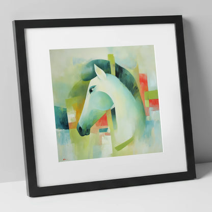 Modern Grey Profile horse breed art print in black frame