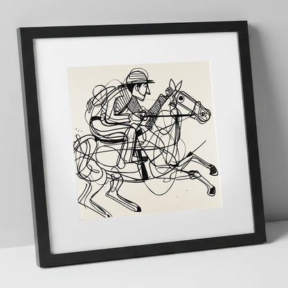 The Abstract Sprint racing horse art print in black frame