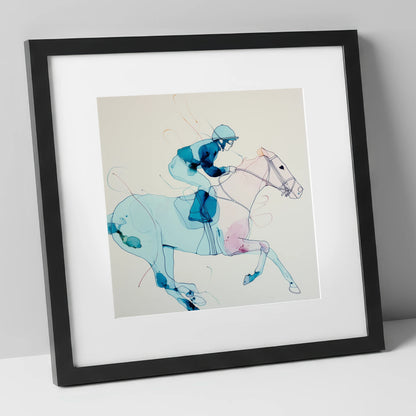 Ethereal Racing Form racing horse art print in black frame