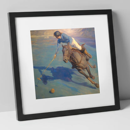 The Final Chukka polo horse art print in black frame