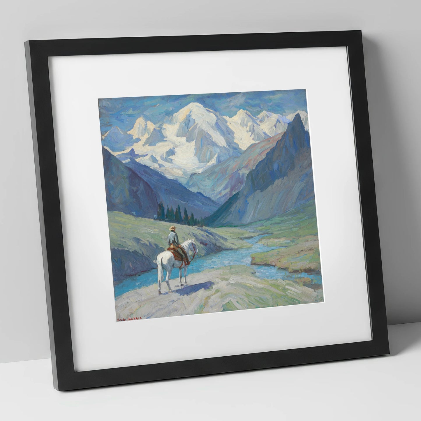 Into the High Country horse landscape art print in black frame