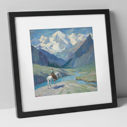 Into the High Country horse landscape art print in black frame