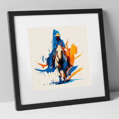 Frontier Spirit in Motion western horse art print in black frame