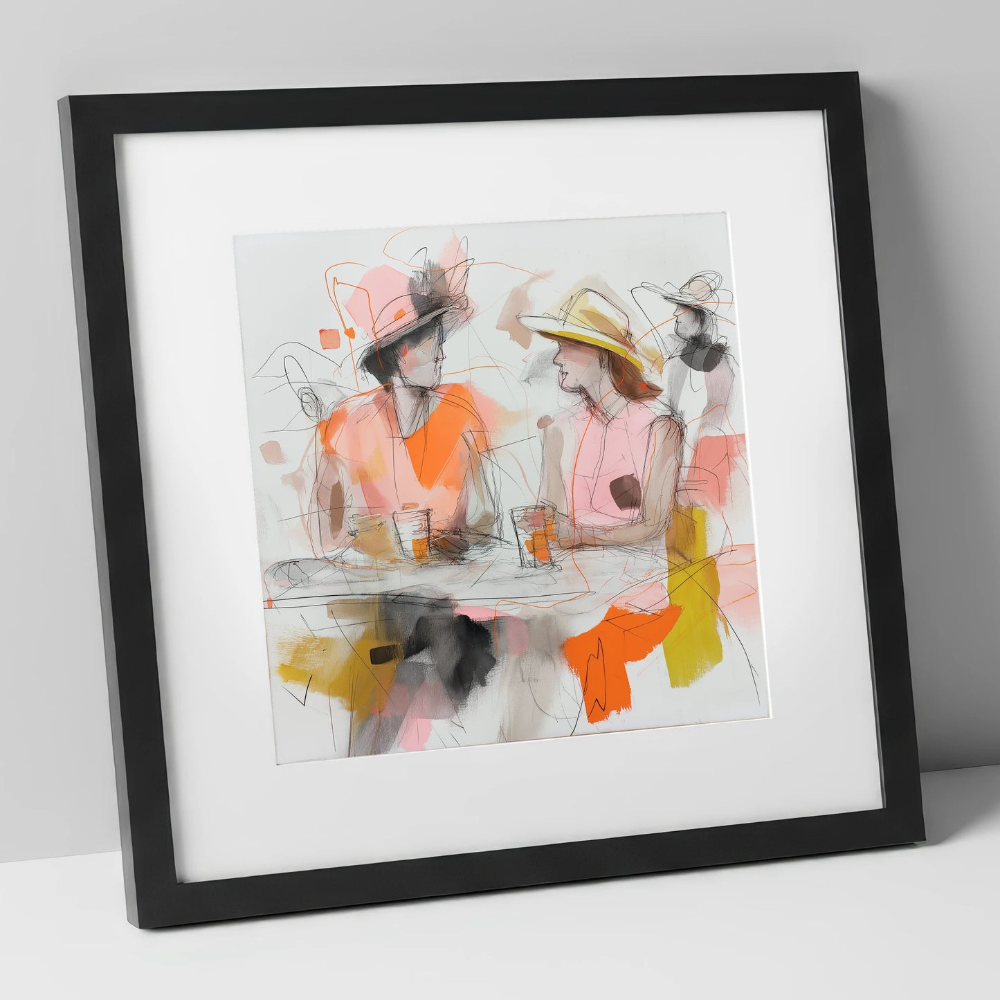 Between Races racing horse art print in black frame