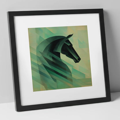 Modernist Equine Profile horse portrait art print in black frame