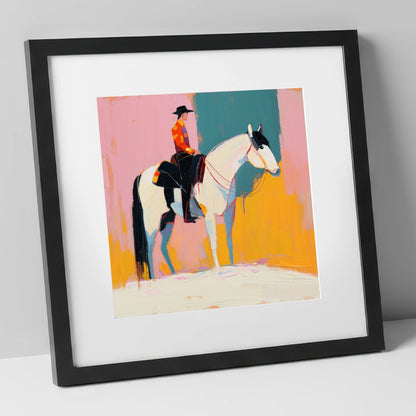 Vivid Western Spirit western horse art print in black frame