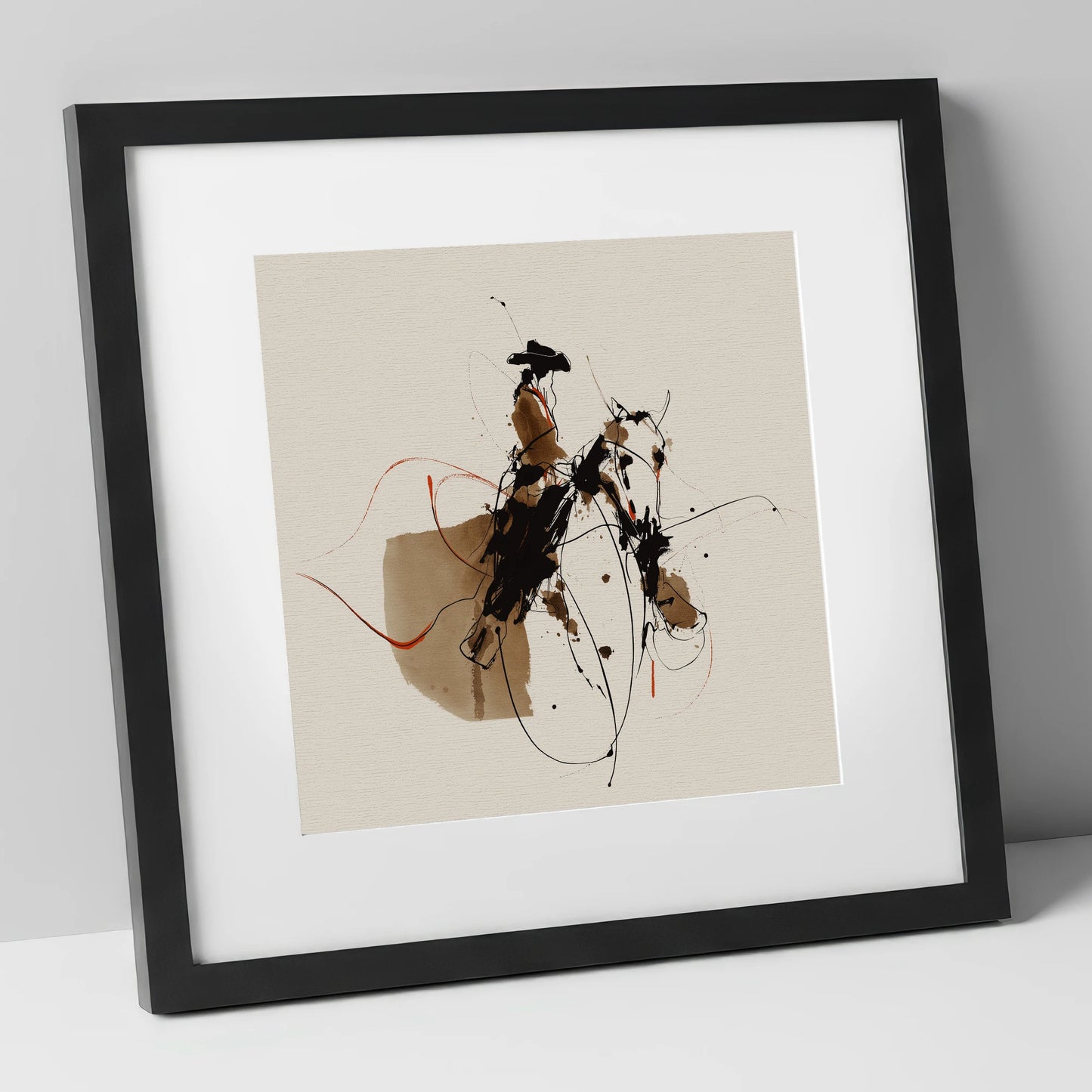Frontier Rhythm western horse art print in black frame