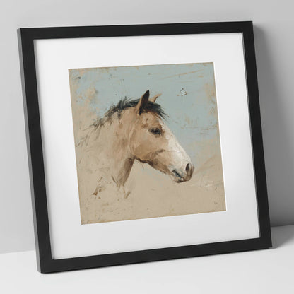 Study in Sand and Sky horse portrait art print in black frame