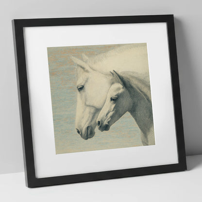 Timeless Companions mare & foal art print in black frame