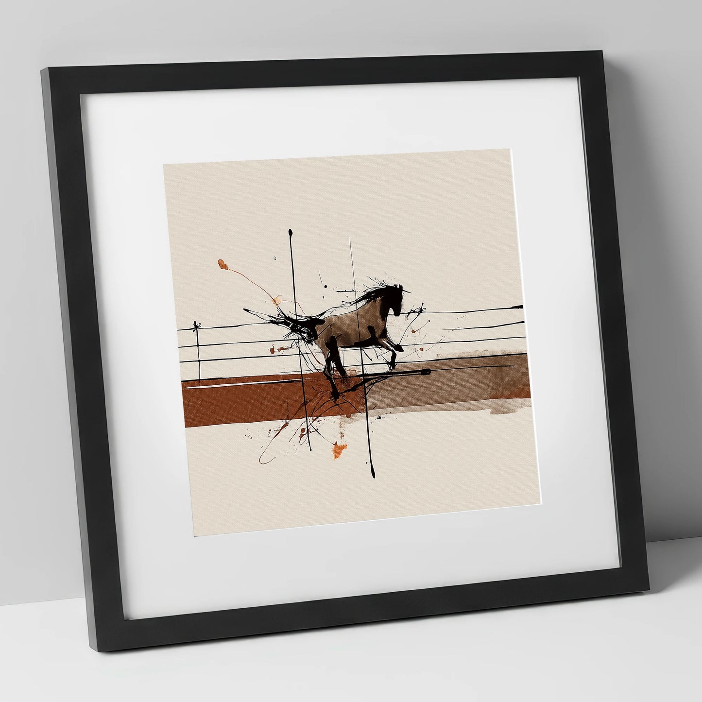 Unbridled Momentum horse portrait art print in black frame