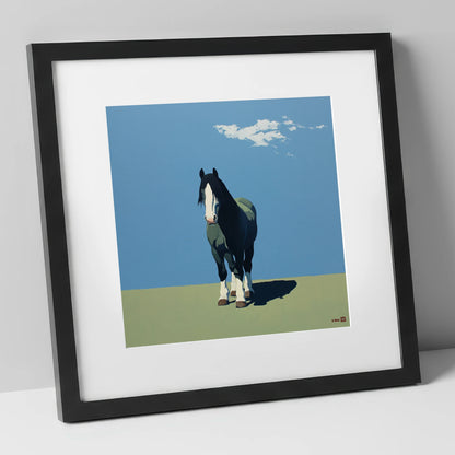 Cerulean and Shadow horse breed art print in black frame