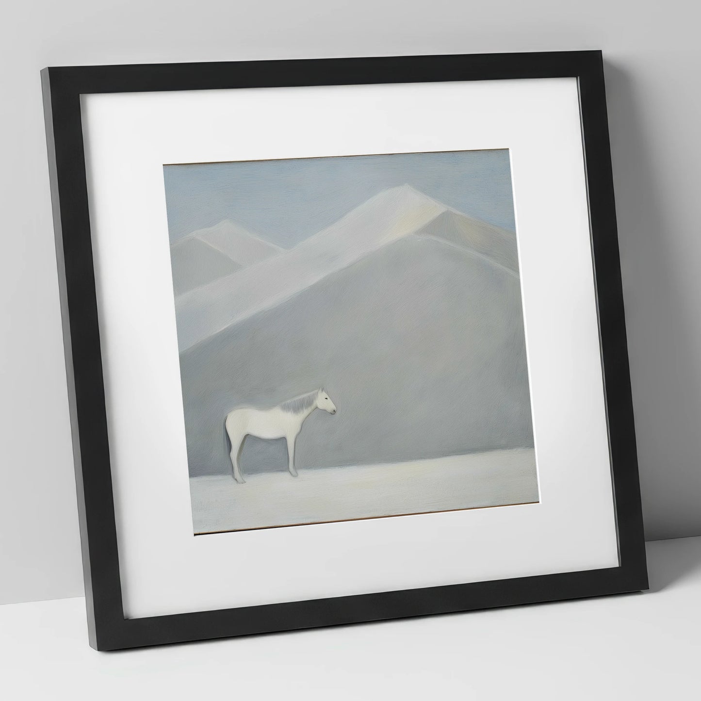 Silent Mountain Sentinel horse landscape art print in black frame