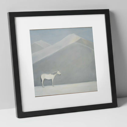 Silent Mountain Sentinel horse landscape art print in black frame
