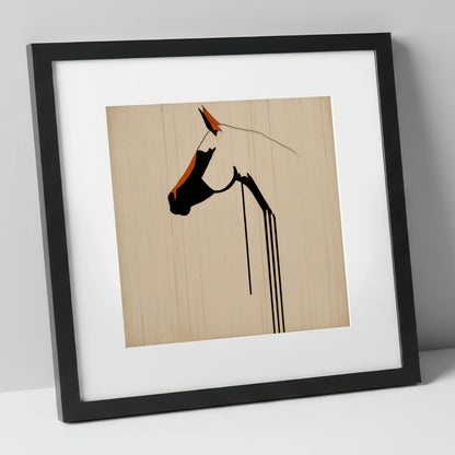 Minimalist Ink Profile horse breed art print in black frame