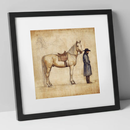 The Frontiersman's Companion western horse art print in black frame