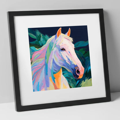 Prismatic Equine Spirit horse breed art print in black frame